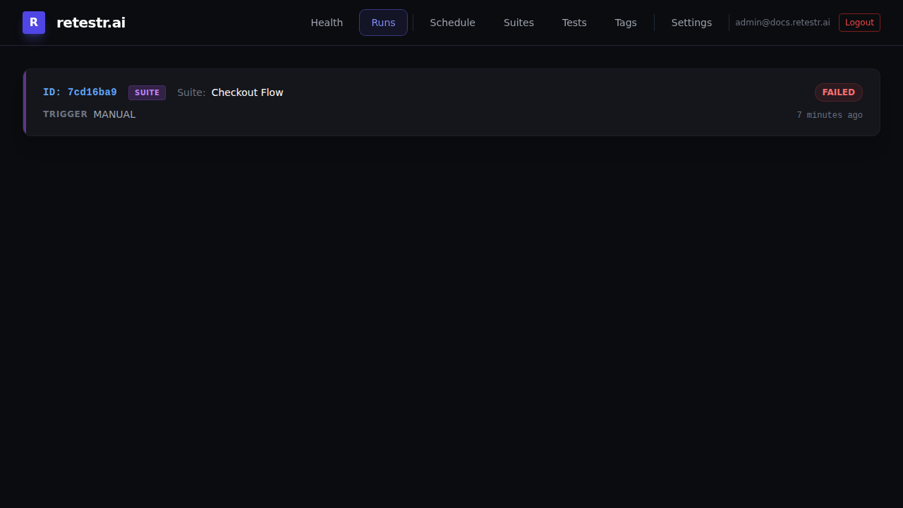 Retestr.ai Dashboard